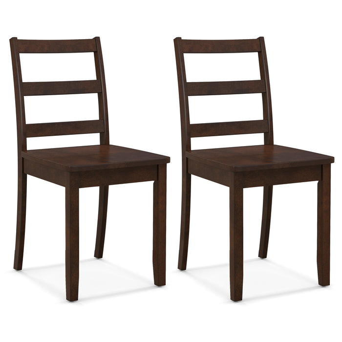 2-Piece Dining Chair Set - Solid Rubber Wood Legs, Non-Slip Foot Pads, Brown - Perfect for Comfortable Dining & Kitchen Decor