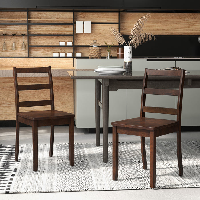 2-Piece Dining Chair Set - Solid Rubber Wood Legs, Non-Slip Foot Pads, Brown - Perfect for Comfortable Dining & Kitchen Decor