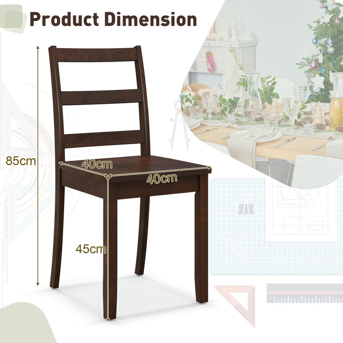 2-Piece Dining Chair Set - Solid Rubber Wood Legs, Non-Slip Foot Pads, Brown - Perfect for Comfortable Dining & Kitchen Decor