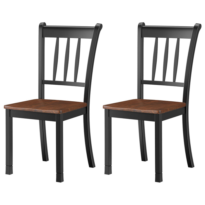 Slatted High Backrest Dining Chairs, Set of 2 - Elegant Black Finish with Comfortable Shaped Seat - Ideal for Stylish Dining Room Comfort