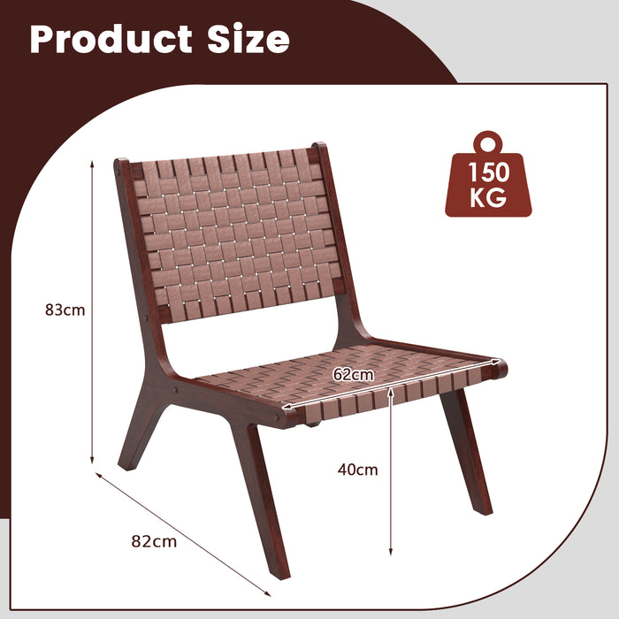 2-Piece Woven Leather Accent Chairs - Sleek Brown with Durable Wood Frame - Ideal for Upholstered Contemporary Home Decor