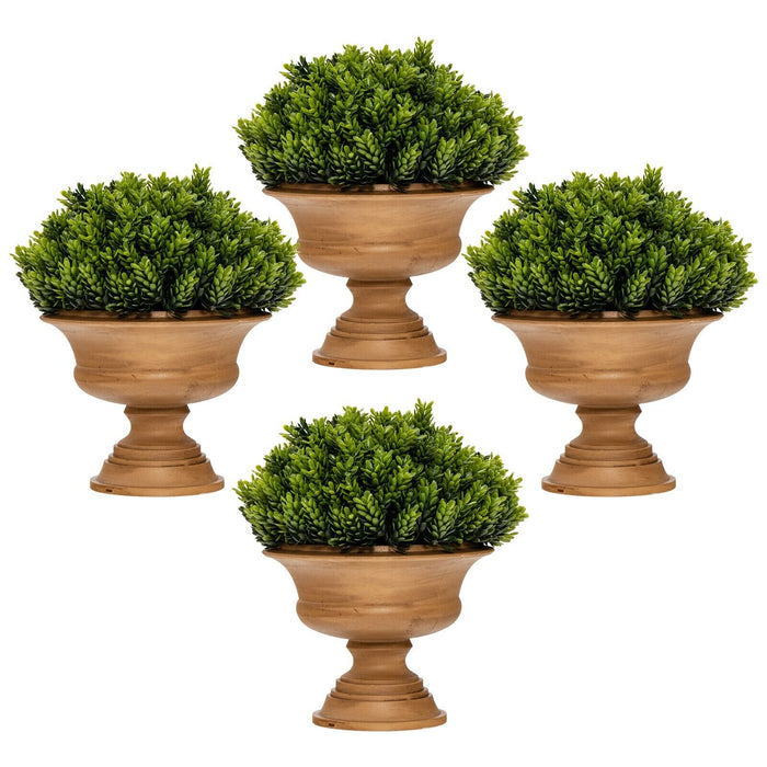 Mini Faux Pine Cone Tree Set - 4-Piece Green Decorative Trees with Pots - Ideal for Rustic Home Decorating