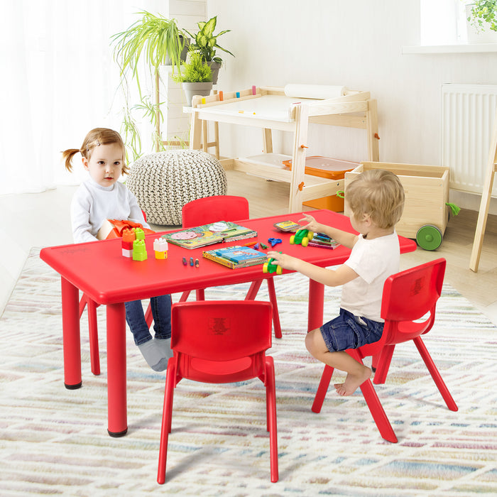 4-Piece Kids Chair Set - Waterproof, Red Chairs with Backrests and Carrying Hole - Ideal for Children's Indoor and Outdoor Use