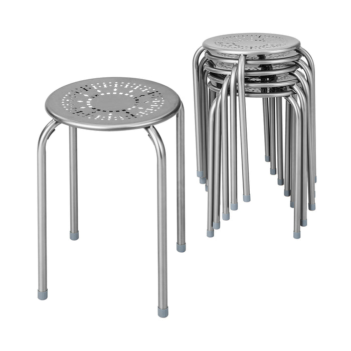 Round Metal Stools Set of 6 - Black Colour, 120kg Weight Capacity - Ideal for Home, Bar, and Office Use