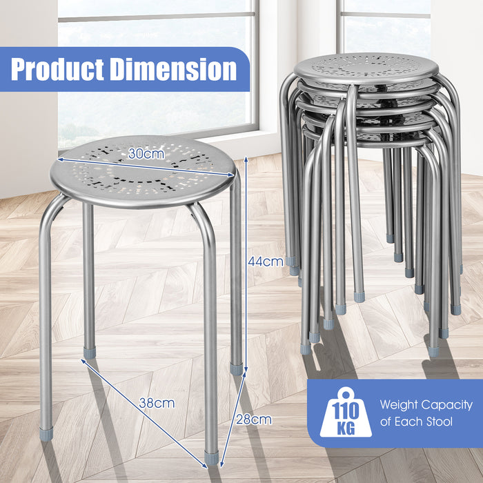 Round Metal Stools Set of 6 - Black Colour, 120kg Weight Capacity - Ideal for Home, Bar, and Office Use