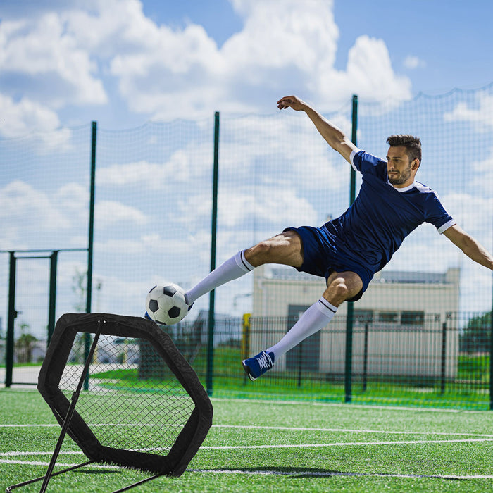 Football Kickback Rebounder Net - 5 Adjustable Angles & Foldable Design for Play Training - Versatile Goal for Indoor and Outdoor Soccer Practice