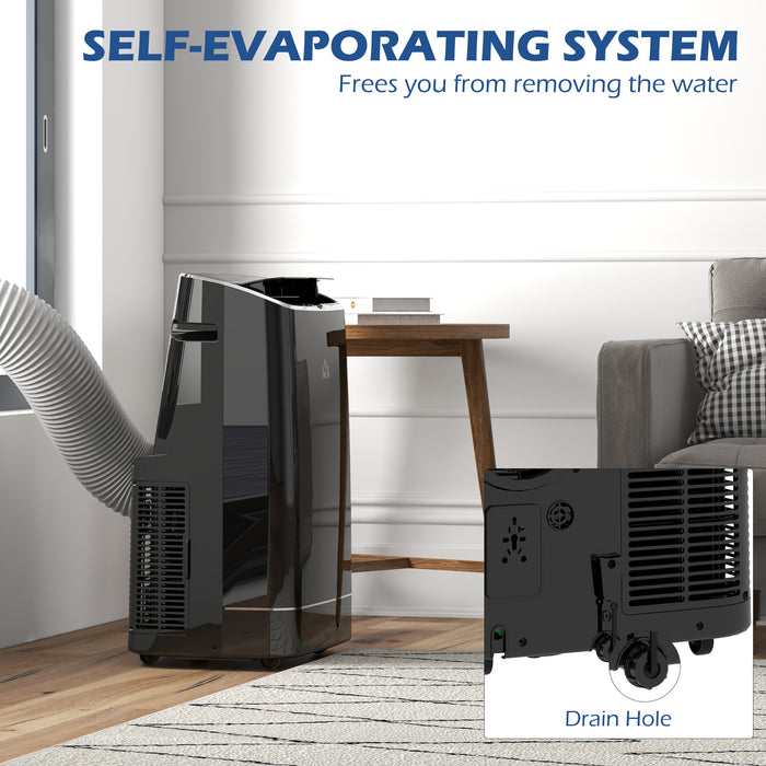 14,000 BTU Portable Air Conditioning Unit - Smart WiFi-Controlled Home AC with Dehumidifier & Fan, 24H Programmable Timer, for 35m² Rooms - Complete with Window Venting Kit, Sleek Black Design