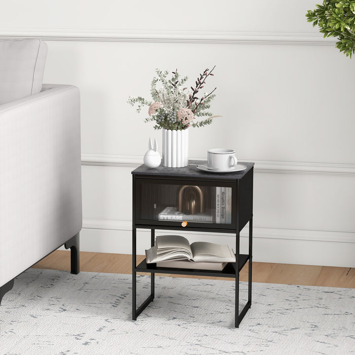 3-Tier Side Table - Living Room and Bedroom Storage Solution with Shelf - Ideal for Organizing Small Spaces in White Finish