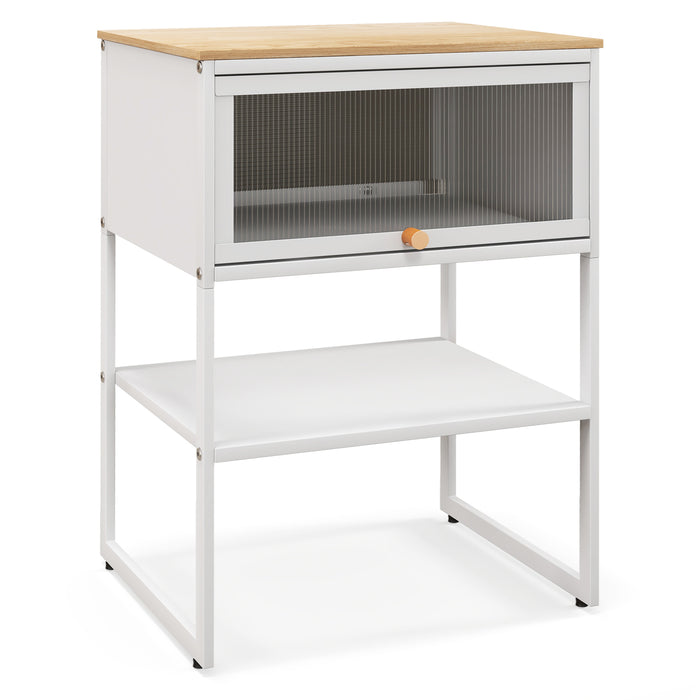 3-Tier Side Table - Living Room and Bedroom Storage Solution with Shelf - Ideal for Organizing Small Spaces in White Finish