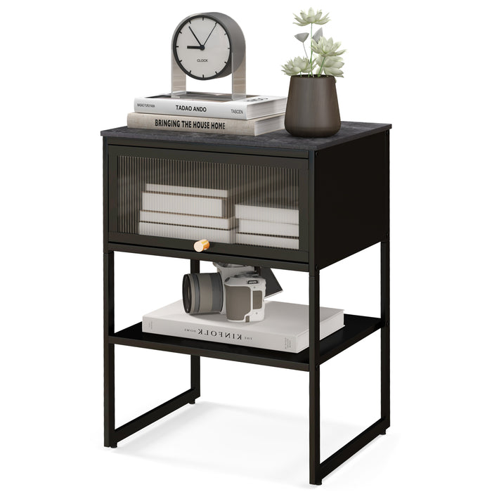 3-Tier Side Table - Living Room and Bedroom Storage Solution with Shelf - Ideal for Organizing Small Spaces in White Finish
