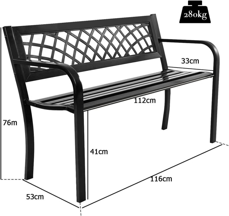 Sturdy Metal Frame Bench - Outdoor Seating with High 280 KG Load Capacity - Perfect for Public Spaces and Heavy-Duty Use