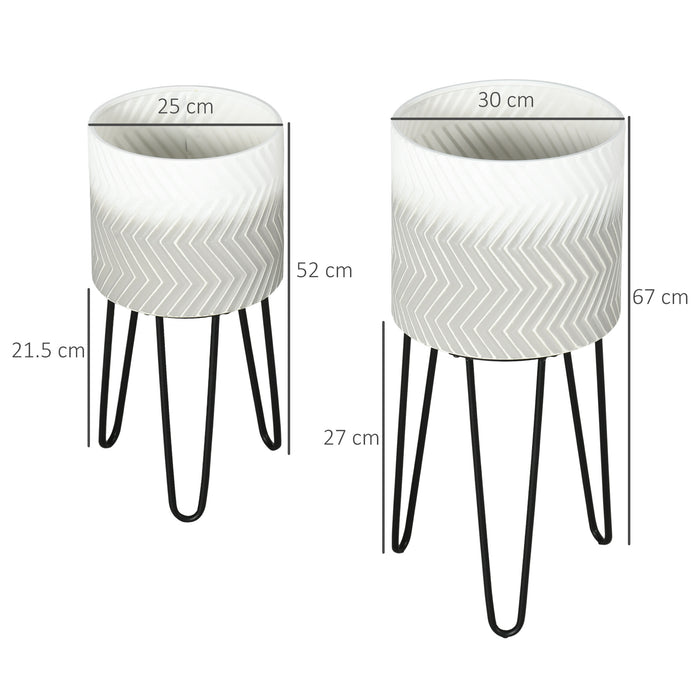 Metal Plant Stand Duo with Elevated Legs - Round Decorative Planter Holders for Indoor Greenery - Enhances Living Room and Bedroom Decor