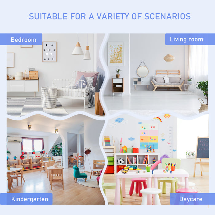 Kids Playroom Furniture Set - 4-Piece Table with 2 Chairs & Storage Bench, Modern Grey/White Design - Ideal for Children’s Activities & Organizing Toys