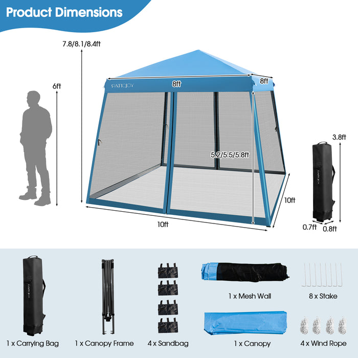 Instant Pop-up Canopy - Outdoor Blue Canopy with Mesh Sidewalls - Perfect for Picnics, Fairs, and Sporting Events