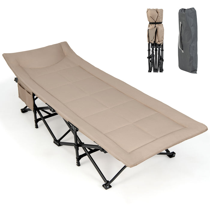Portable Camping Cot Bed - Durable, Lightweight with Comfortable Canvas and Carry Bag - Ideal for Campers and Outdoor Enthusiasts