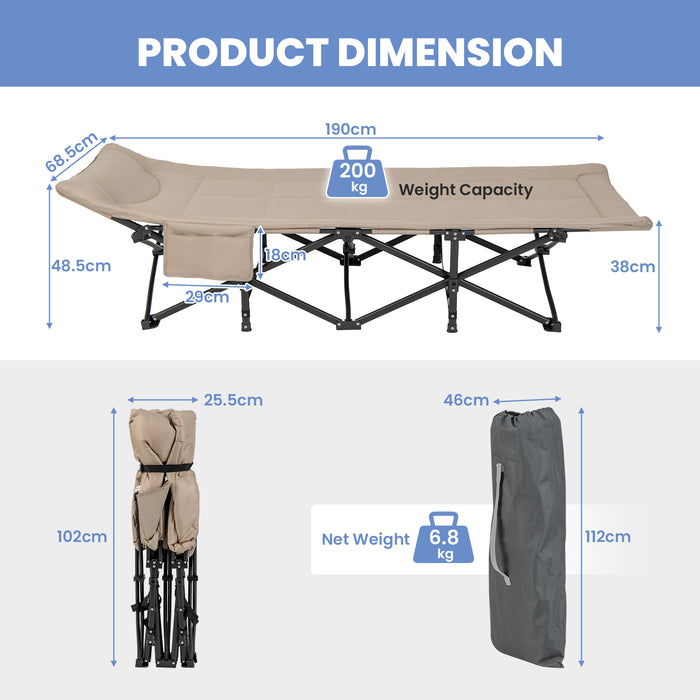 Portable Camping Cot Bed - Durable, Lightweight with Comfortable Canvas and Carry Bag - Ideal for Campers and Outdoor Enthusiasts