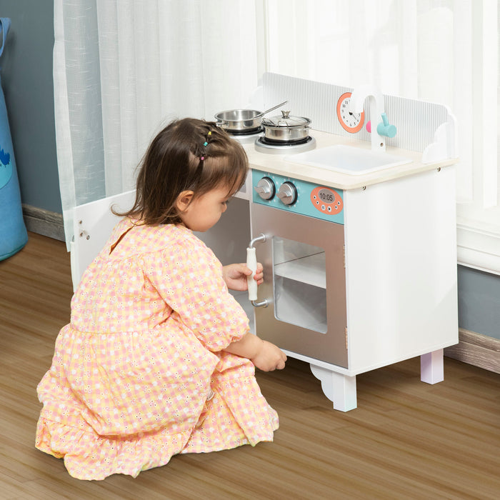 Kids Playtime Chef Station - Wooden Kitchen Set with Sink, Faucet, and Cooking Bench - Inspire Creativity with Pretend Play for Ages 3-6