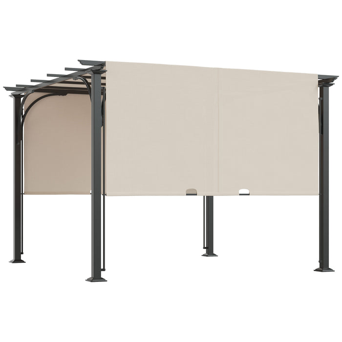 Outdoor Retractable Pergola 3x3m - Adjustable Canopy Gazebo for Garden, Beige - Ideal for Patio Shelter and Backyard Shade