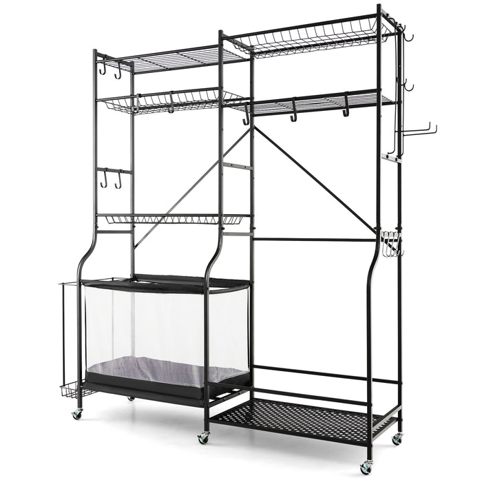 Metal Ball Storage Rack Brand - Sports Equipment Organizer with Adjustable Shelves - Ideal for Athletes, Coaches and Gym Owners