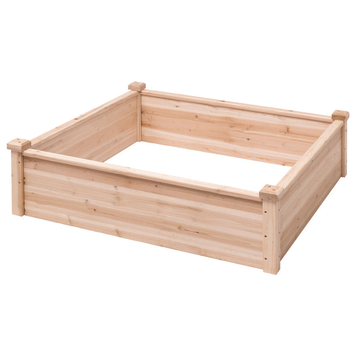 Bottom - Square Elevated Plant Box Made of Fir Wood - Ideal for Gardeners Looking to Grow Plants in a Controlled Environment