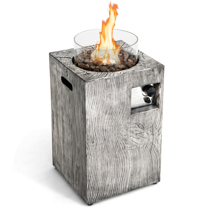 Propane Gas Fire Pit Table 8.79 KW - Featuring Glass Wind Guard in Stylish Grey - Ideal for Outdoor Heating and Ambiance Creation