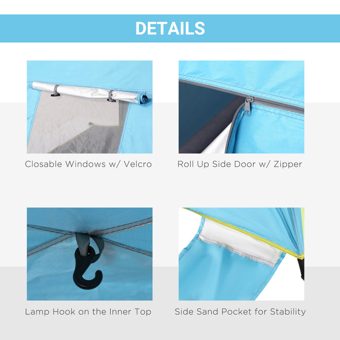 Pop-up Beach Tent for 1-2 People - Easy Setup with Dual Mesh Windows & Entryways, Dark Green - Ideal for Sun Shelter and Privacy