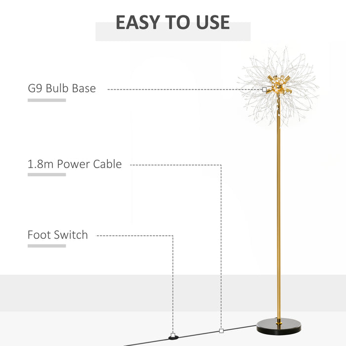 Tall Modern Floor Lamp with Dandelion-Inspired Shade - Elegant Lighting Solution for Home Interiors - Ideal for Living Rooms and Cozy Spaces