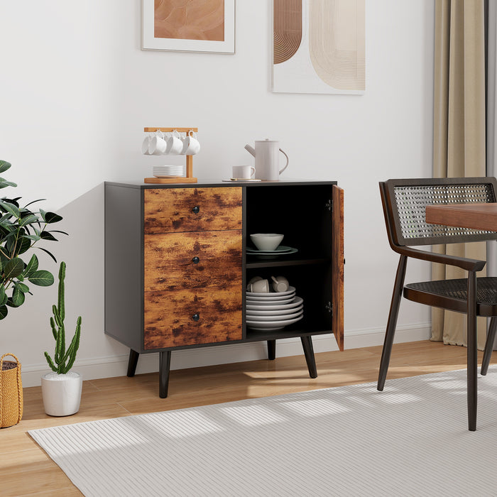 3-Drawer Storage Cabinet with Side Compartment - Multifunctional and Spacious Organizational Furniture - Ideal for Home and Office Use