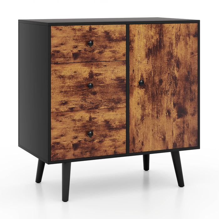 3-Drawer Storage Cabinet with Side Compartment - Multifunctional and Spacious Organizational Furniture - Ideal for Home and Office Use