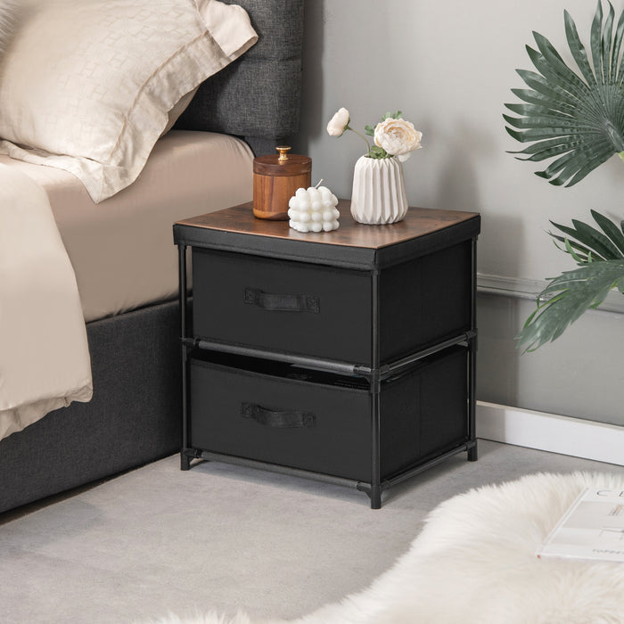 Bedside Table with 2 Drawers - Nightstand with Removable Lid, Perfect for Bedroom, Living Room - Ideal Furniture Solution for Organized Storage