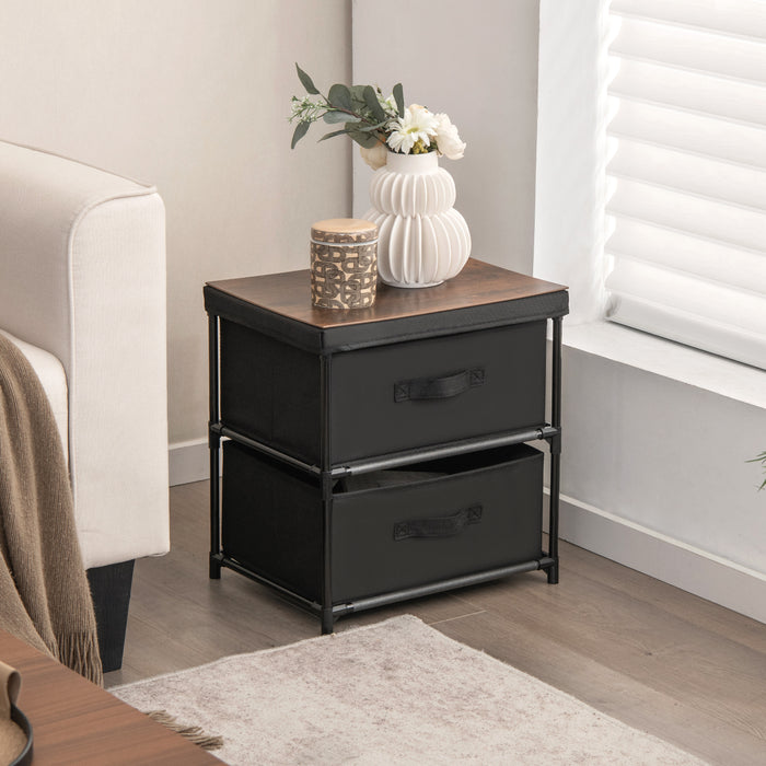 Bedside Table with 2 Drawers - Nightstand with Removable Lid, Perfect for Bedroom, Living Room - Ideal Furniture Solution for Organized Storage