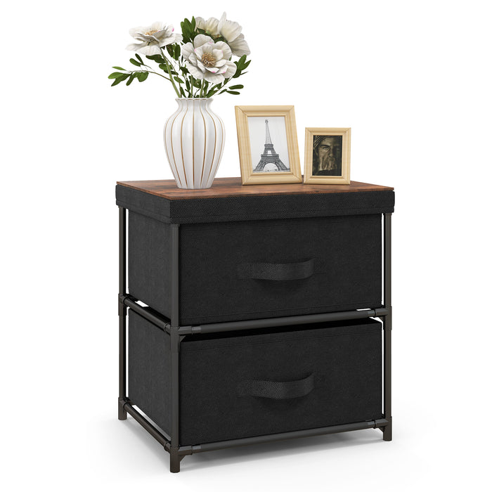 Bedside Table with 2 Drawers - Nightstand with Removable Lid, Perfect for Bedroom, Living Room - Ideal Furniture Solution for Organized Storage