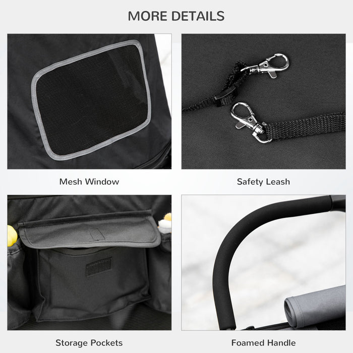 Foldable Dog Stroller with One-Click Setup - Universal Wheels & Built-In Shock Absorber for Smooth Ride - Ideal for Medium and Large Canines, Grey