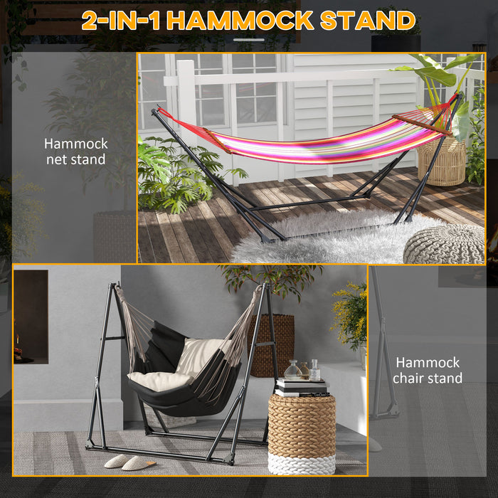 Foldable & Portable Hammock Stand - 2 in 1 Hammock and Chair Stand with Durable Metal Frame - Ideal for Outdoor Relaxation, Supports up to 120kg