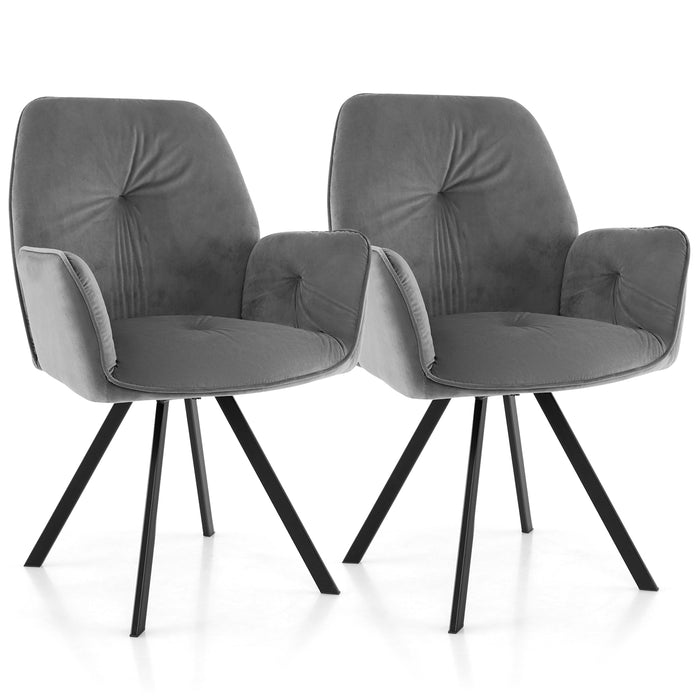 2 PCS Swivel Accent Arm Chairs - Metal Legs and Anti-slip Foot Pads, Grey Color - Ideal for Adding Modern Style and Comfort to Any Space