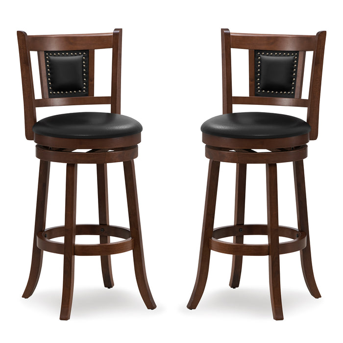 Swivel Bar Stool Set of 2 - Adjustable 65/74 cm Height with Curved Backrest, 30 Inches Wide - Ideal for Home Bar or Kitchen Counter Seating Solution