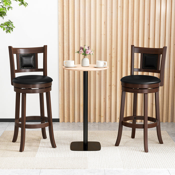 Swivel Bar Stool Set of 2 - Adjustable 65/74 cm Height with Curved Backrest, 30 Inches Wide - Ideal for Home Bar or Kitchen Counter Seating Solution