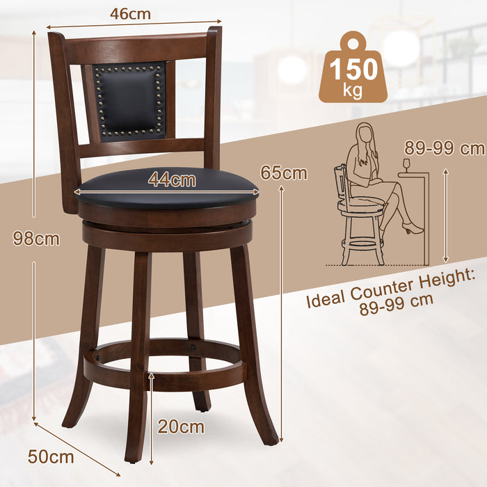 Swivel Bar Stool Set of 2 - Adjustable 65/74 cm Height with Curved Backrest, 30 Inches Wide - Ideal for Home Bar or Kitchen Counter Seating Solution