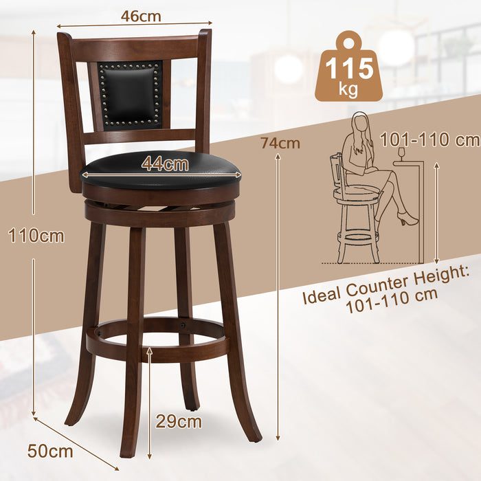 Swivel Bar Stool Set of 2 - Adjustable 65/74 cm Height with Curved Backrest, 30 Inches Wide - Ideal for Home Bar or Kitchen Counter Seating Solution