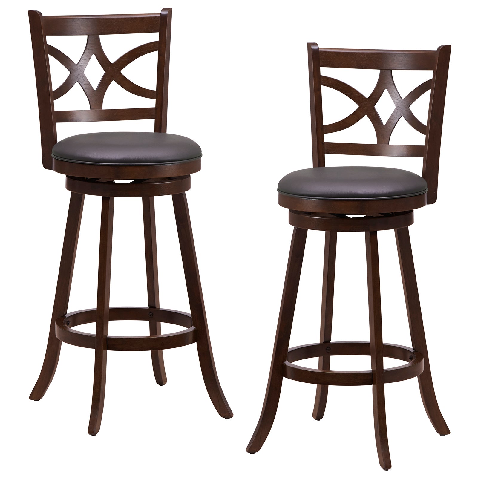 Swivel Bar Stools - 61/74 cm Counter Height, Backrest and Footrest Features - Ideal for Kitchen, Dining or Bar Area Comfort Seating