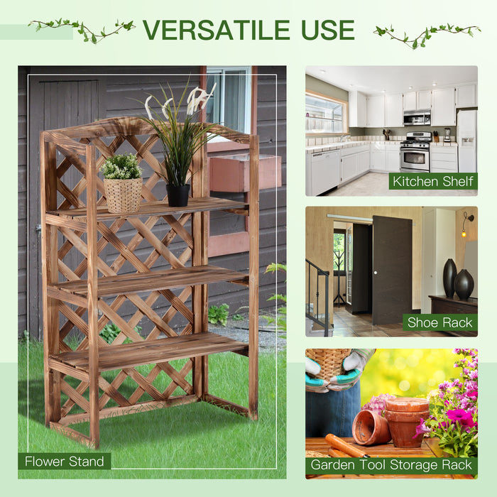 3-Tier Wooden Flower Stand - Plant Display Rack with Storage for Pots, Ideal for Outdoor & Indoor Use - Space-Efficient 75x38x120cm Shelving Solution for Garden Enthusiasts