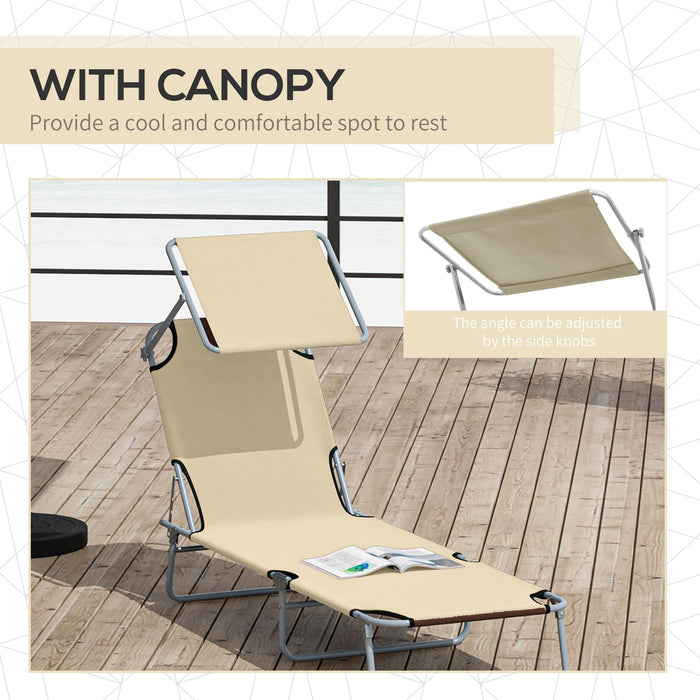 Foldable Patio Sun Lounger Set with Canopy - Adjustable Backrest and Mesh Fabric for Comfort - Ideal for Outdoor Relaxation and Sunbathing