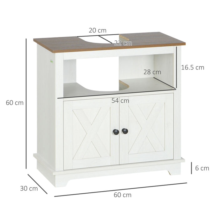 Bathroom Vanity Cabinet with Storage - Under Sink Design with Double Doors and Shelves, 60cm x 30cm x 60cm - Space-Saving Solution for Bathroom Organization
