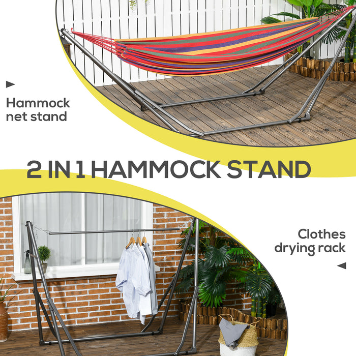 Foldable Multipurpose Metal Hammock Stand - 2-in-1 Design as Hammock and Clothes Drying Rack - Ideal for Outdoor Relaxation and Laundry Drying, 120kg Load Capacity
