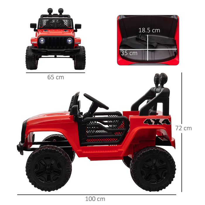 12V 2-Motor Electric Ride-On Truck for Kids - Battery-Powered Car with Horn, Lights, and Parental Remote Control - Off-Road Adventure Toy for Ages 3-6, Red