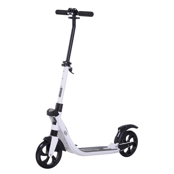 Urban Glide High-Adjustable Scooter - Folding Kick Scooter with Rear Brake and Dual Shock Absorption - Ideal for Teens & Adults Over 14, Large Wheels, White