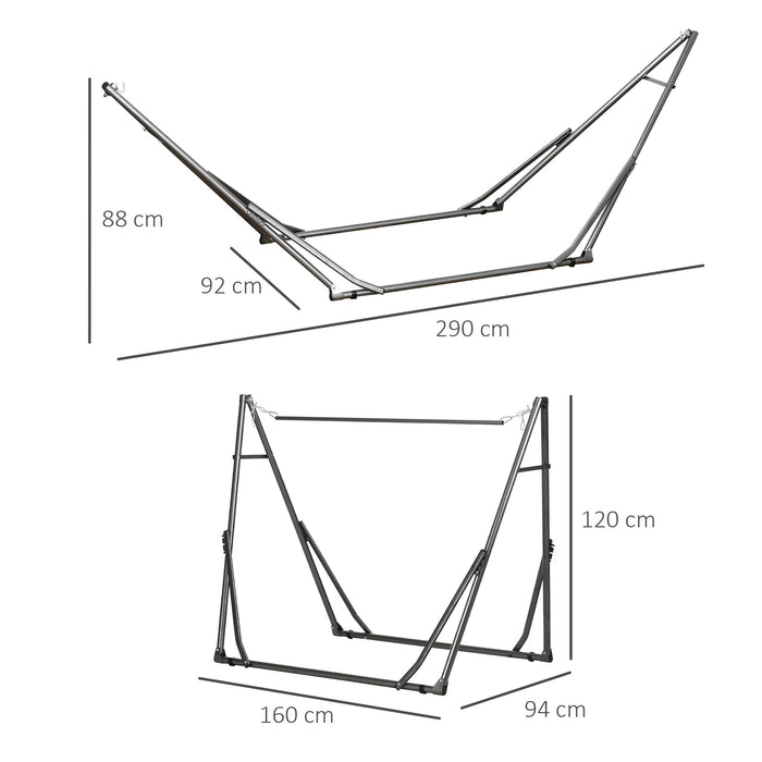 Foldable Multipurpose Metal Hammock Stand - 2-in-1 Design as Hammock and Clothes Drying Rack - Ideal for Outdoor Relaxation and Laundry Drying, 120kg Load Capacity