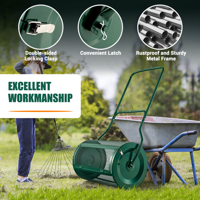 Compost Spreader, 27 Inch - Upgrade U-shaped Handle, Black - Ideal for Garden Waste Management