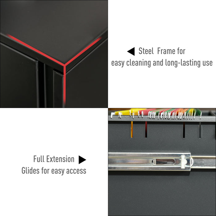 Mobile Vertical File Cabinet with 2 Drawers - A4 Document Storage, Adjustable Partition Organizer - Ideal for Office Filing and Organization