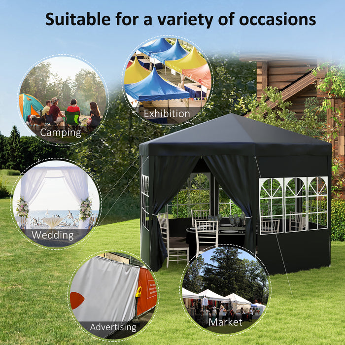Waterproof 4m Party Tent Gazebo - Outdoor Wedding Canopy with PE Shade and 6 Removable Side Walls - Ideal for Events and Gatherings